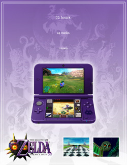 cklikestogame:  hoskie:  tinycartridge:  The Legend of Zelda: Majora’s Mask 3DS XLs (click for larger images)! Both are mock-ups of couse, seeing as Nintendo has only teased that it’s considering porting the esteemed N64 game. These concepts, which