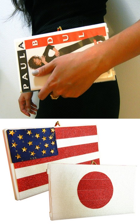 DIY Recycled VCR Tape Box Clutch Two Ways from Clossette. Top Photo: DIY Paula Abdul Retro Clutch Tu