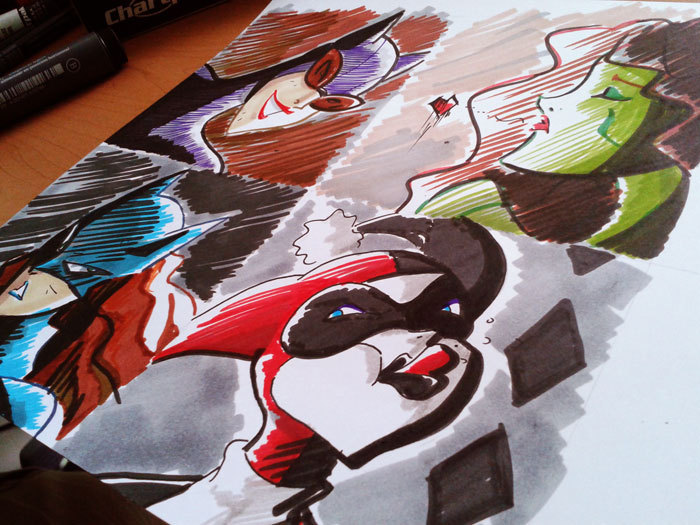 kerainen:  More sketch cards, featuring the gotham ladies &lt;3