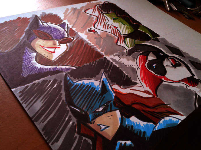 kerainen:  More sketch cards, featuring the gotham ladies &lt;3