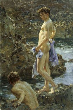 lyghtmylife:  Henry Scott Tuke [British Painter, 1858-1929] A bathing group, 1914 oil on canvas National Gallery of Australia,  Canberra(Australia) 