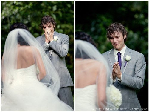 Grooms first time they see their brides on their wedding day.