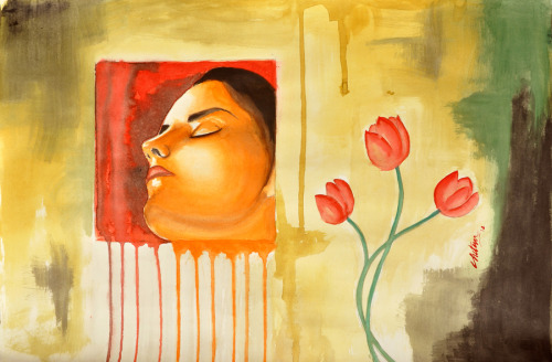 artist- chetan katigar the lady-2 watercolor on paper 15x 22inch
