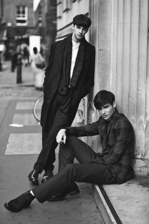 cecilieharris:  Matthew Bell and Alistair Shaw at Elite Models by Cecilie Harris for Fashion156. Fashion direction by Guy Hipwell. Check out the rest here. The boys wear Qasimi Homme, McQ,  and Jaeger. 