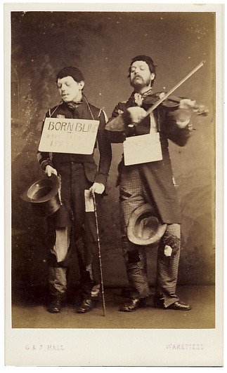 tuesday-johnson:  ca. 1860-80, [carte de visite portrait of two blind musicians with their instrumen