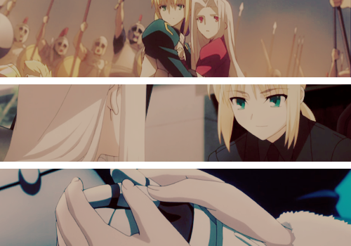 climbingonroofs:  Saber &amp; Irisviel - Oh ladies what part of ‘now kiss’