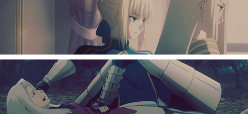 climbingonroofs:  Saber &amp; Irisviel - Oh ladies what part of ‘now kiss’