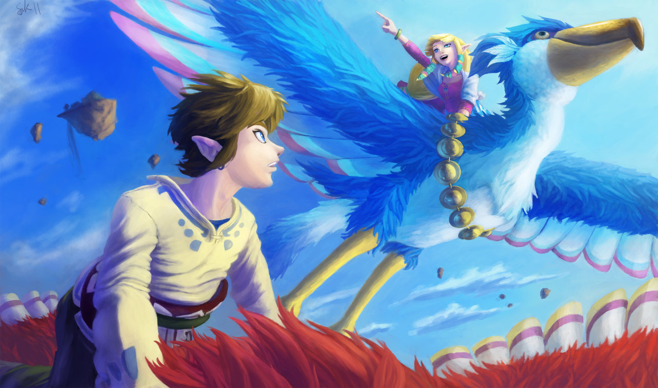 elyshatheriddell:  Skyward Flying Link and Zelda by lakengubben 