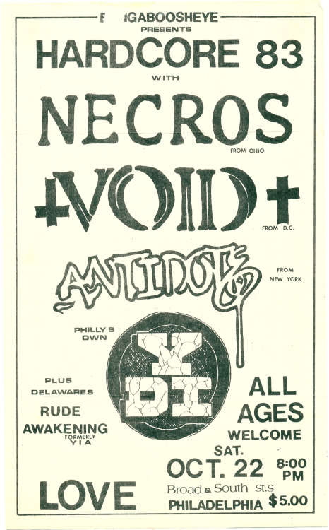 mainthreat: Necros / void / antidote / YDI - 1983 flyer