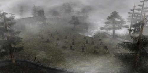 saveroomminibar:  Silent Hill 2. Outdoor Environment Developments from The Art of Silent Hill.