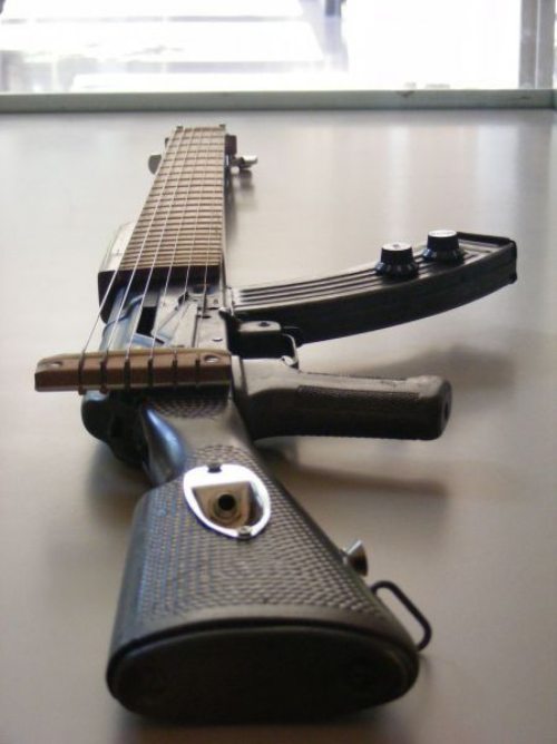 - Allow me to tune your way into death, with my guitar gun