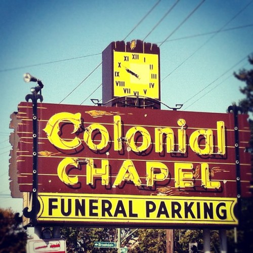 Colonial Chapel #signage #oakland #signswithclocks (Taken with Instagram)