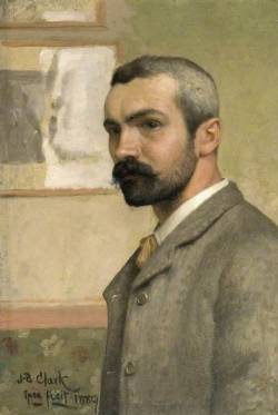 blastedheath:  Joseph Benwell Clark (British, 1857-1938), Self Portrait, 1889. Oil on panel. Dorset Natural History and Archaeological Society. 