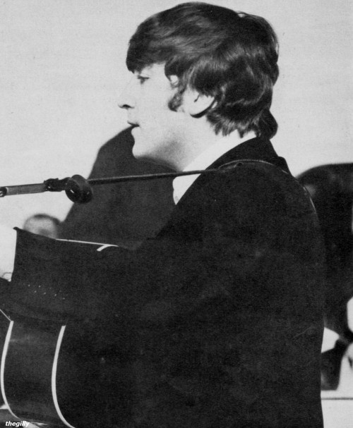 thegilly: John at the Scala Theatre during the filming of A Hard Day’s Night, 1964.  Scan