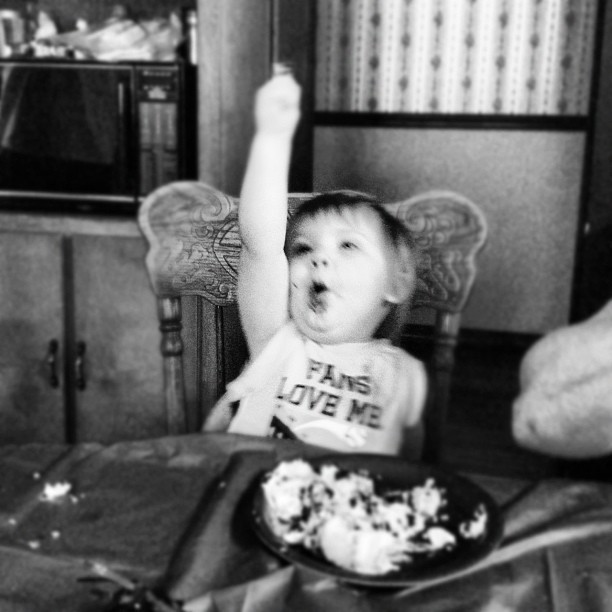 Cole was really lovin the cake ha (Taken with Instagram)