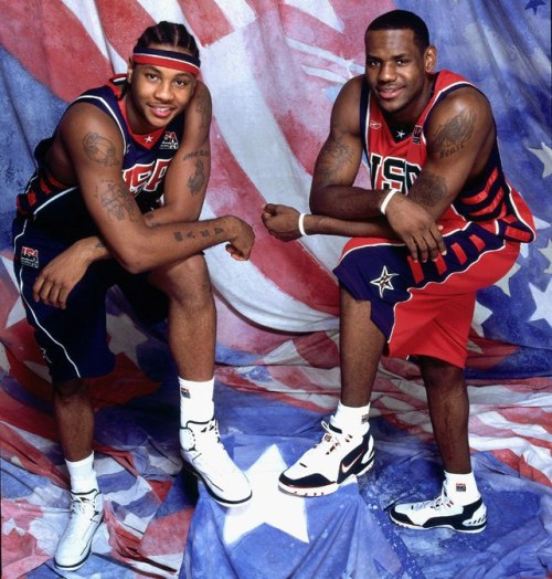 thisgameisrigged:  Melo & Lebron @ their 1st Olympic Games