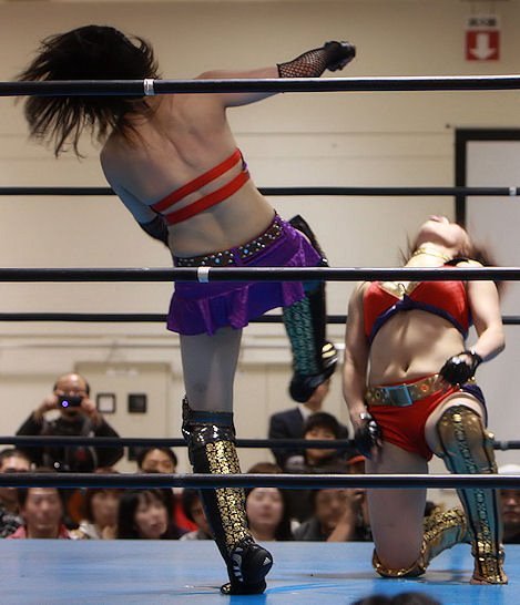 Female Japanese wrestling: Mio Shirai and Kana  Source: http://dafalcon10.blogspot.com