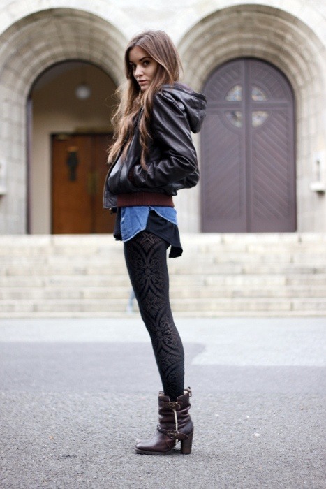 the4biddenfruit:  I love her tights/boots look. Skinny calves. I hope to will look like this. Winter