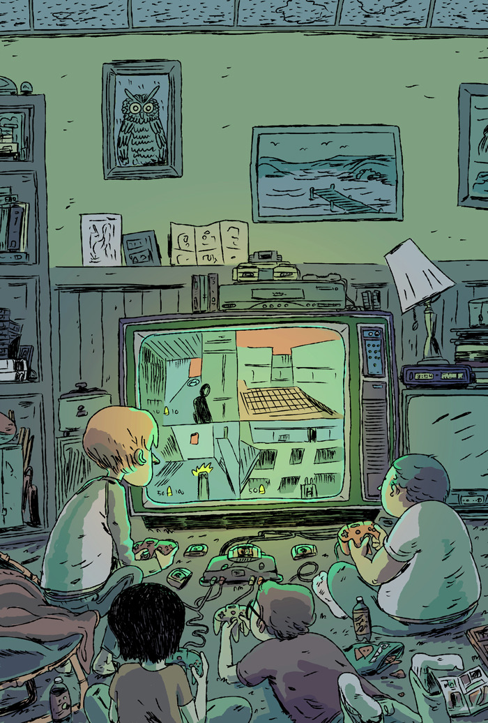Playing GoldenEye 007 in a friend’s basement well into the night, illustrated by Zac Gorman. I spent so much of my teenage years living this scene – to think, the super addictive multiplayer mode was thrown in by the developer at the last...