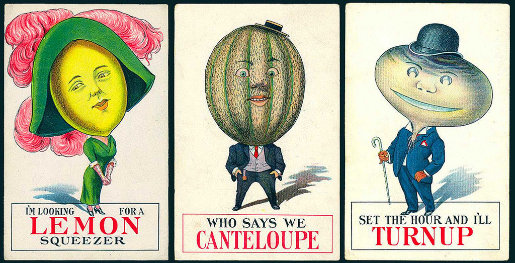 retrogasm:  Veggie postcards 