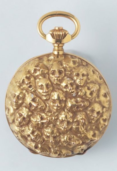  Pocket watch. Rene Lalique 91860-1945) Ca. 1900. Yellow gold, classical watch mechanism.