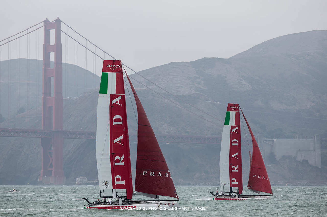 Luna Rossa boats checkin’ out Golden Gate Bridge