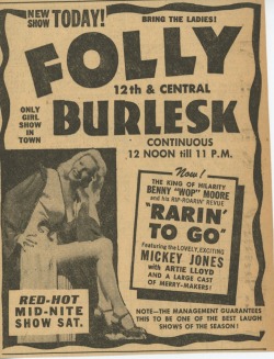 Burlyqnell:   Mickey “Ginger” Jones And Comedian Benny &ldquo;wop&rdquo;