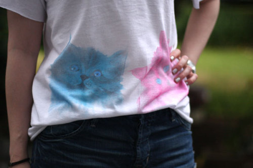 Porn photo scissorsandthread:  Watercolour Kitten Tee