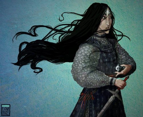 fionacreates:Finally finished my experimental illustration of Garth Nix’s Lirael. So many layers my 