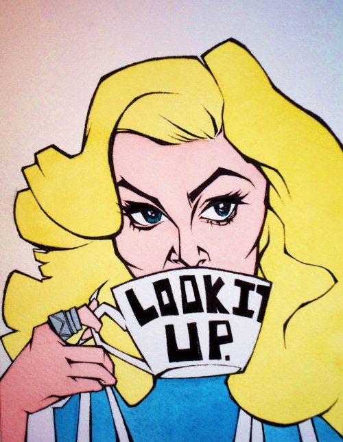 Happy Belated B-day Madge! Whats The Tea Huh? Watercolor Illustration By Christian Cimoroni.