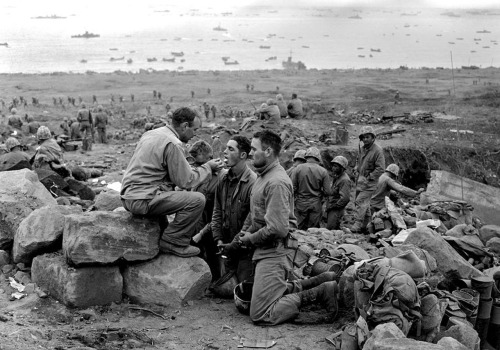 Marines receive Holy Communion at Iwo Jima, World War II