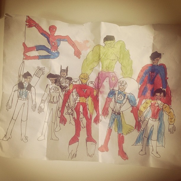 Manik n' Ratan — Our nephew Arnob drew Avengers for us.. :D...
