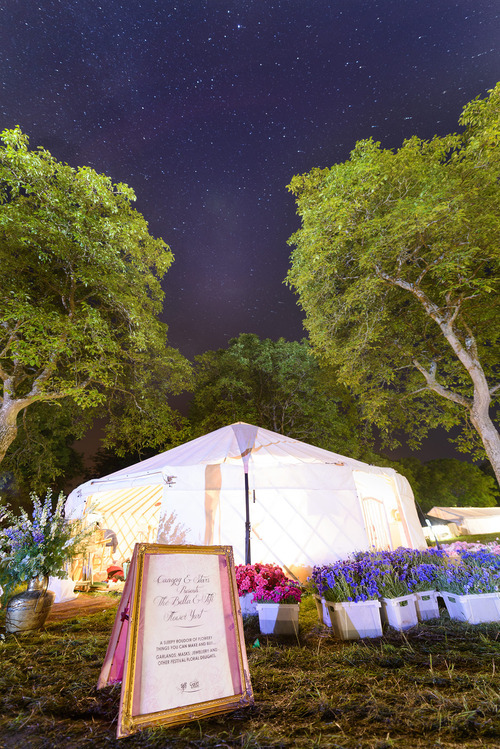 The Canopy & Stars Bella & Fifi Flower yurt at night