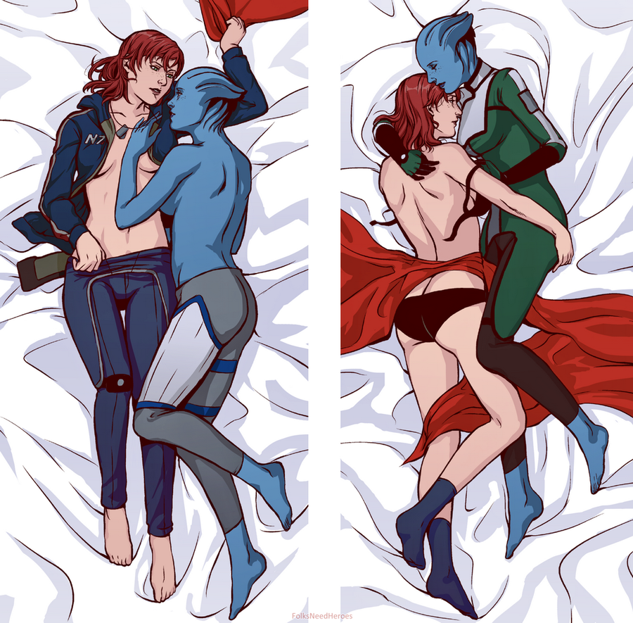 movealongmachere:  Shepard and Liara dakimakura by FolksNeedHeroes 