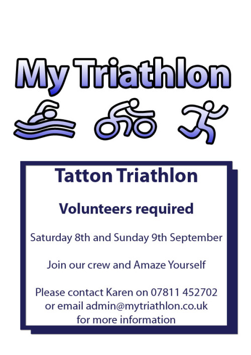 Inspired by the game makers at the Olympics 2012 - why not amaze yourself and have a great day volunteering at the Tatton Park Triathlon? Saturday 8th and Sunday 9th September