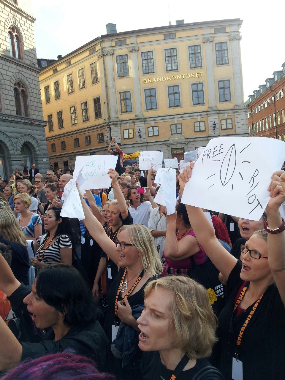 The Free Pussy Riot demo today in Stockholm. They were sentenced two years in prison