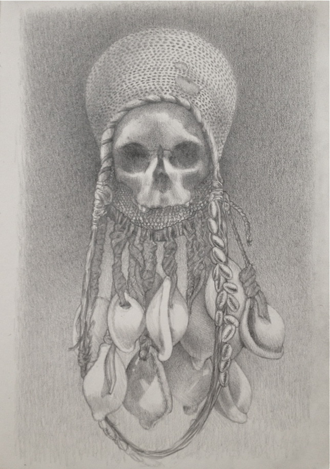 New drawing I did yesterday at the de Young Museum. Skull Reliquary from the Gulf of Papua.