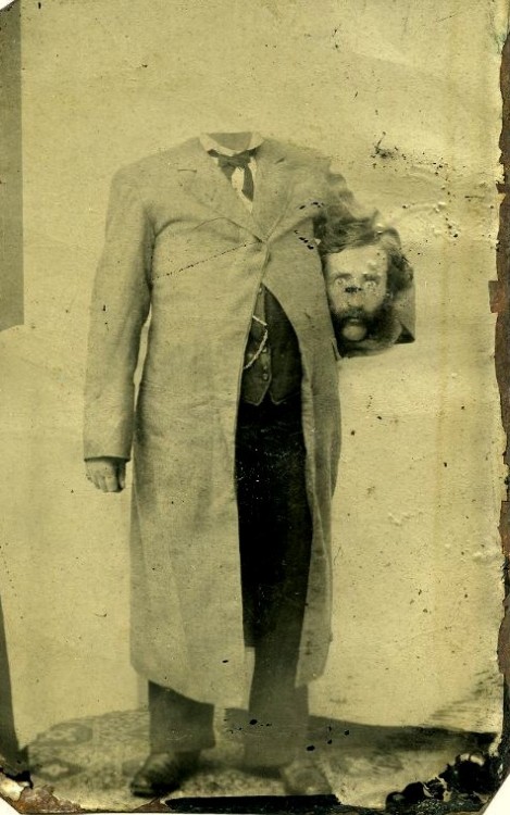  ca. 1900, [trick tintype portrait of Cornelius C. Kenney holding his own decapitated head], Cornelius C. Kenney via Harvard University, Schlesinger Library on the History of Women in America, Radcliffe Institute 