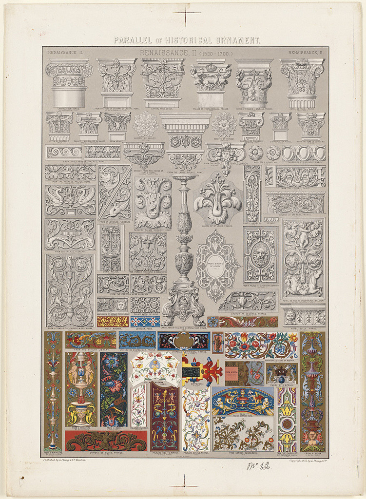 Architectural ornaments in the style of the Renaissance