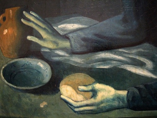 proustitute:Pablo Picasso, The Blind Man’s Meal (detail), 1903