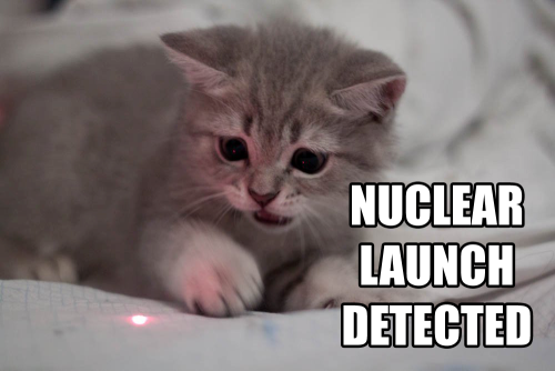 over-under-starcraft2:  OK, lets have a contest. Who can take the best NUCLEAR LAUNCH DETECTED picture *With their own camera* and post it. Make it funny or awesome. I wanna see who can do the best picture. I will have this same contest over the course