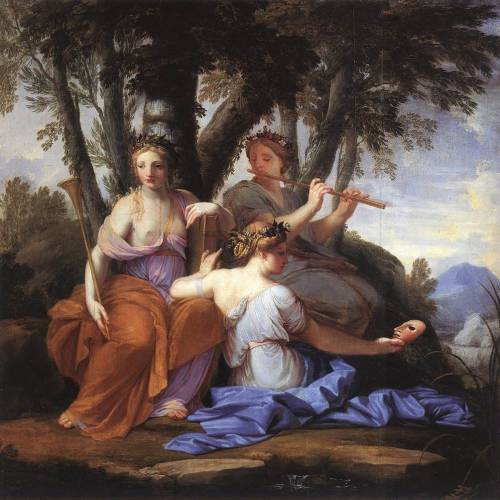 Clio, Euterpe, and ThaliaEustache Le Sueur (French; 1616–1655)ca. 1652–55Oil on panelMusée du Louvre