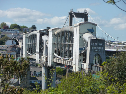 Royal Albert Bridge, crossing the River Tamar between Devon and Cornwall - engineered by Isambard Ki