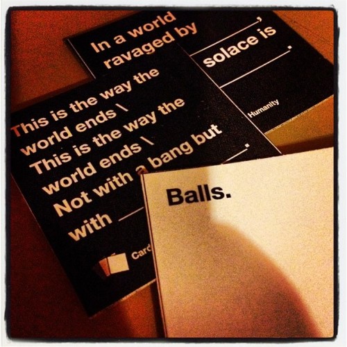 edwardspoonhands:Cards against Humanity with friends this evening. (Taken with Instagram)oh dear