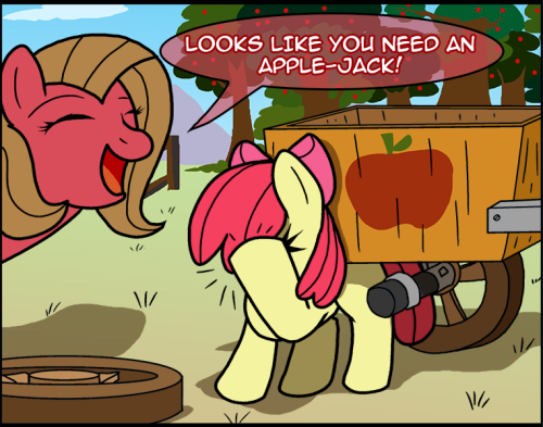 askpun:  Did you hear about the exercise regimen that Applebloom’s sister does? It involves a lot of jumping jacks! Artwork by AniRichieWritten by TestSubject75Script #99  Dahaha xD Poor Bloom <3