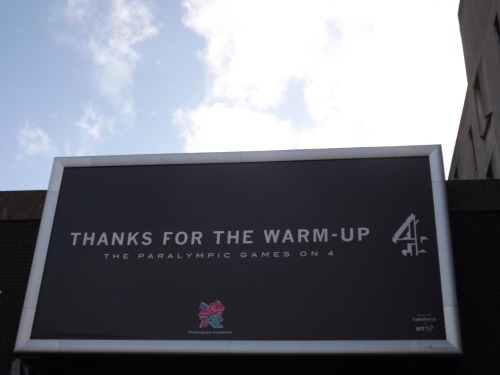 mattachinereview: pandaseal: [image: an ad for the Paralympics reading “Thanks for the warm-up