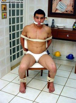 bondageman007:  When he neglected to his pool boy a raise, he never thought that his pool boy would attack him during his leisurely swim, tie him to a chair, and demand higher pay! 