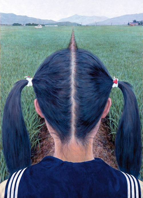 alecshao:  Makoto Aida - A Path Between Rice Fields (1991), acrylic on Japanese paper