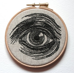 bookspaperscissors:  “Hand embroidered illustration, stitched art.” By Sam Gibson in the UK. 