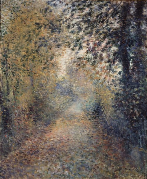 remembrane-blog: Pierre-Auguste Renoir (French, 1841-1919), In the Woods, c. 1877. Oi